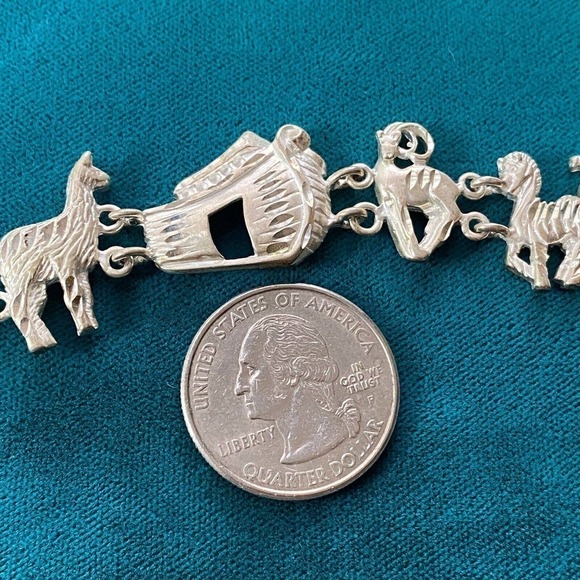 Vintage 925 Sterling Silver Animal Link Bracelet 7.5" - Picture 7 of 9